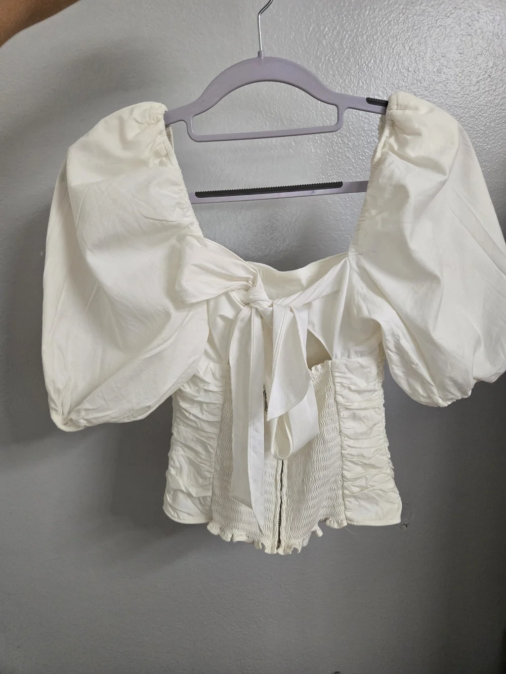 Reformation Barry Ruched Puff-Sleeve Blouse